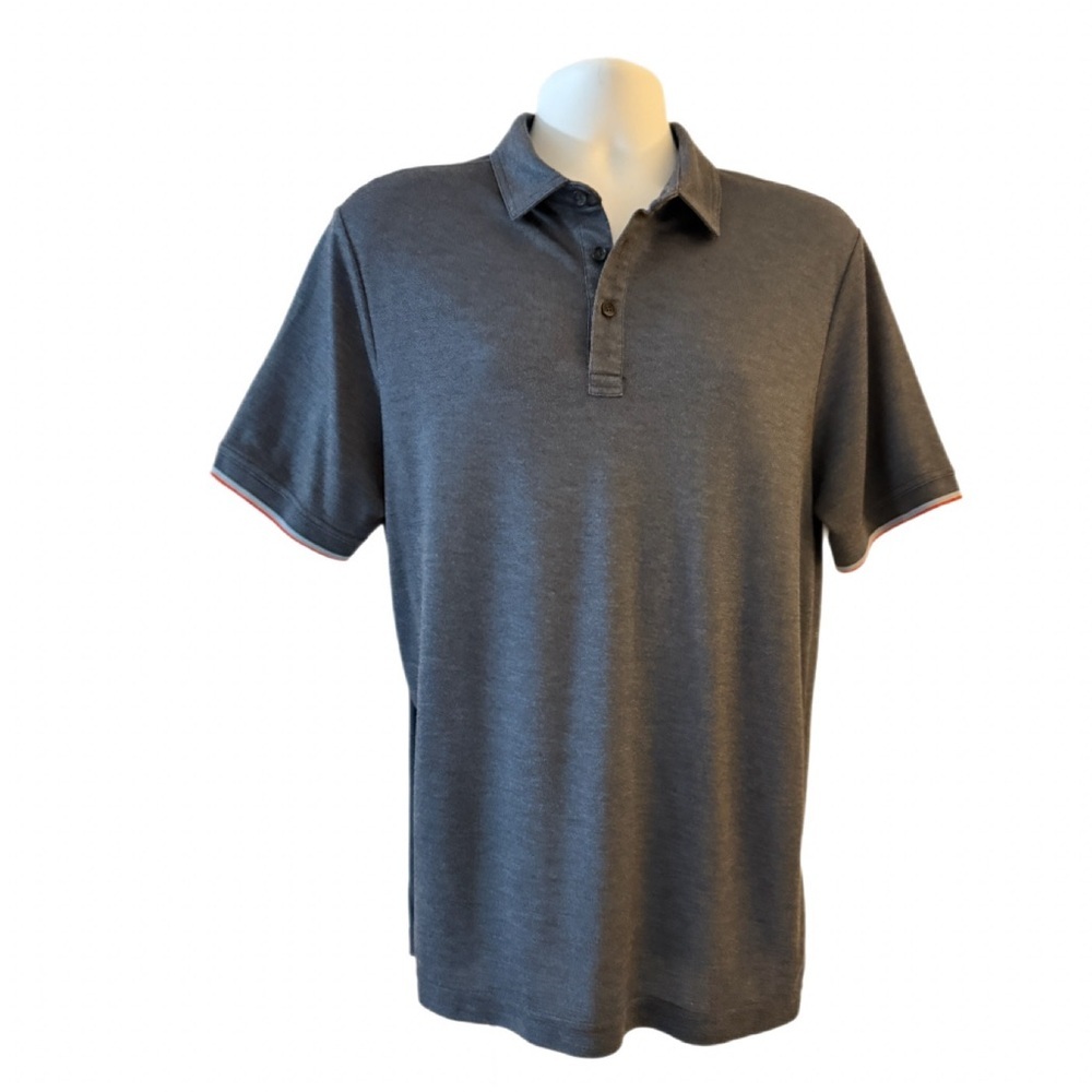 Travis Mathew Minimalist Polo — Charcoal Blue, Patriotic Trim, Size Large